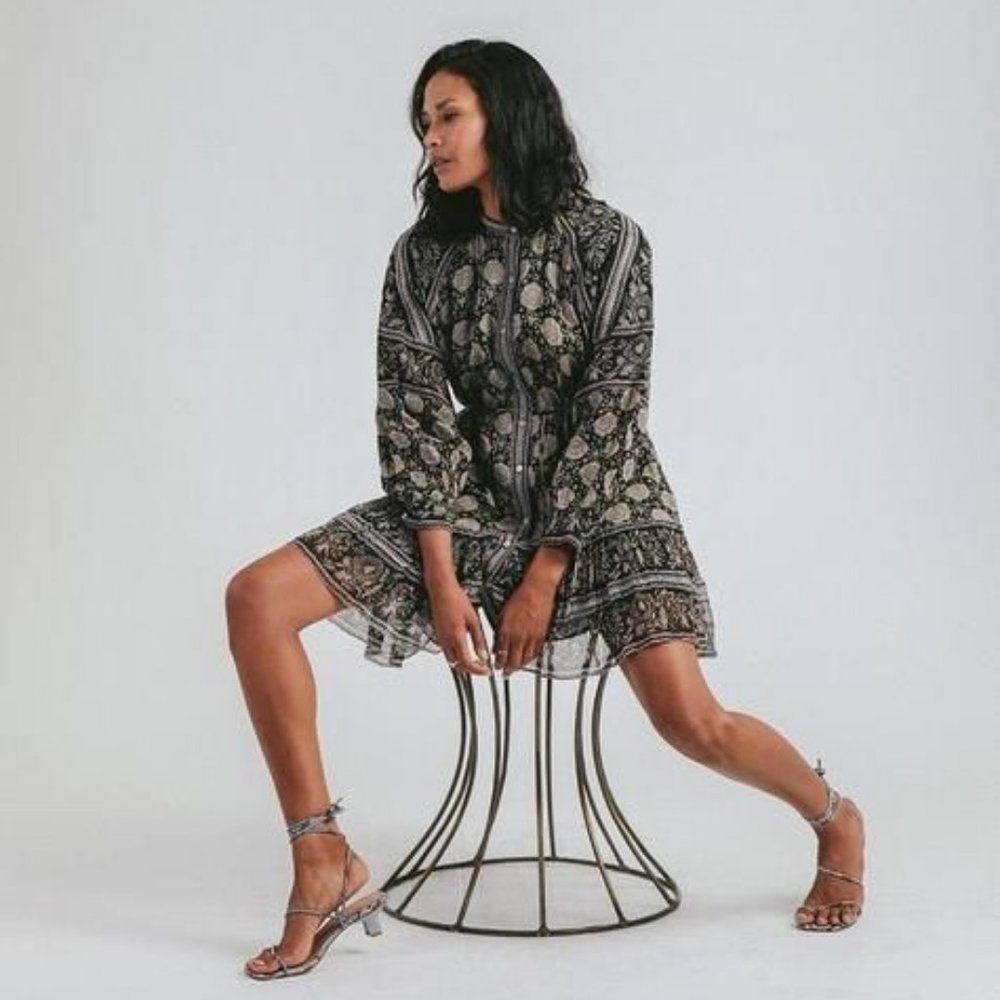 Cleobella Revolve mystic rose block border print Viola mini dress